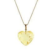Lemon Amber Heart Pendant & Chain Necklace 14K Gold Plated - Amber Alex Jewelry